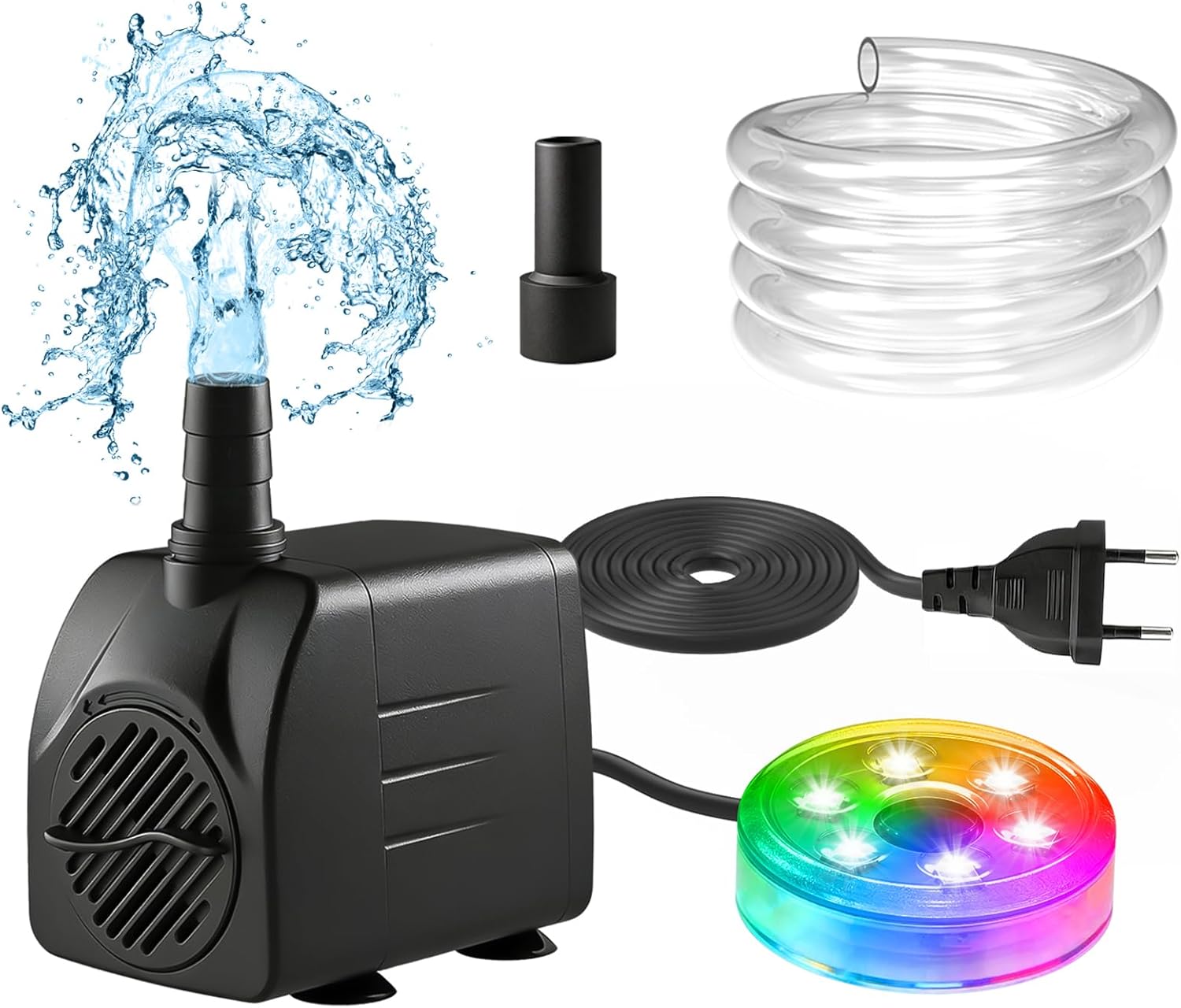 Pond Light Submersible - 210GPH Tauchpumpe mit LED-Licht für Springbrunnen,