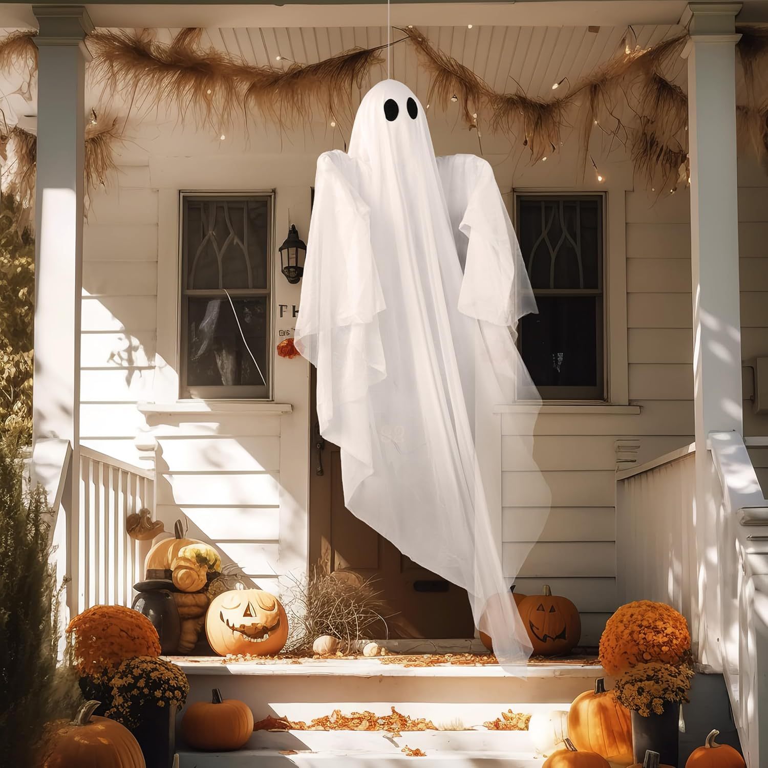Outdoor Lighting Gazebo - Halloween-Hängegeister mit gruseligem weißem LED-Licht, 47