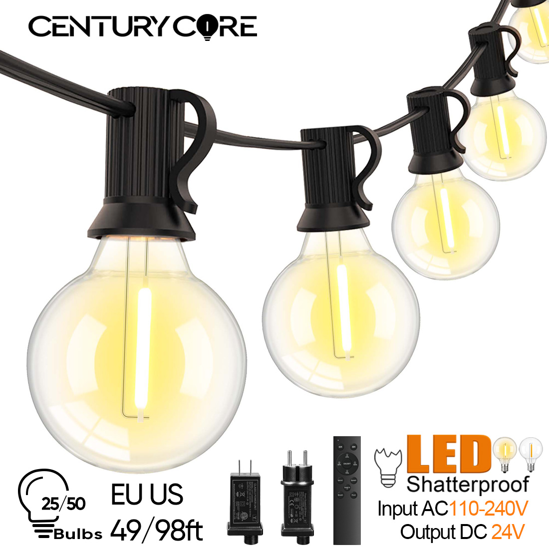 Outdoor Lighting Year Round - 15M 30M LED G40 Lichterkette 24V