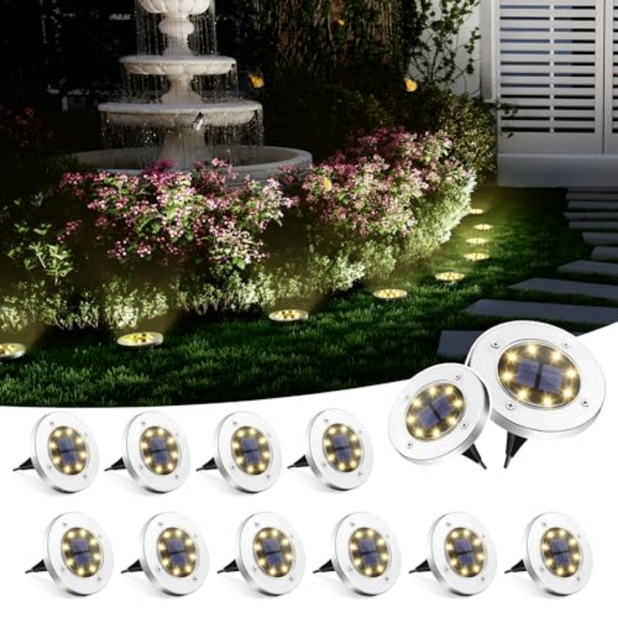 Outdoor Lighting In Ground - Solar-Bodenleuchten, Solar-Außenleuchten, Wasserdicht, 8 LED, Solarbetriebene