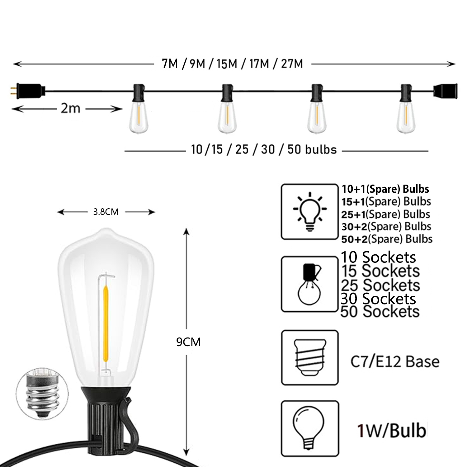 ST38 Girlande 220V LED Globe S – Outdoor Lighting Gazebo Bewertung und Preis