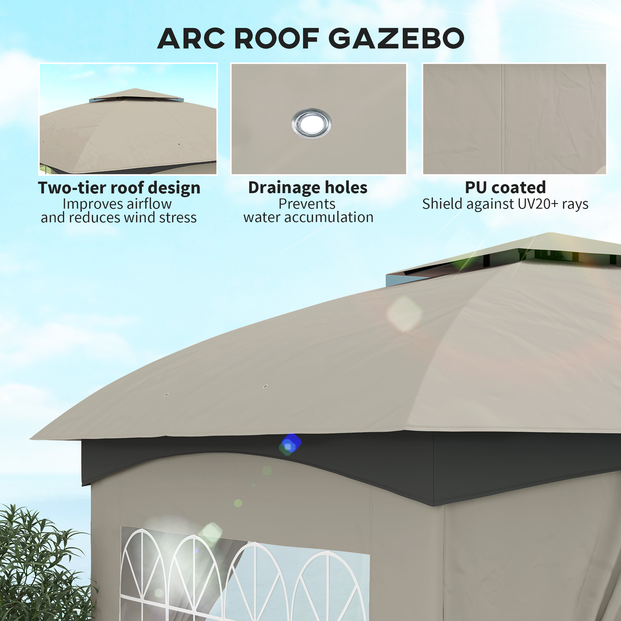 3,35 m x 3,35 m großer Gartenp – Outdoor Lighting Gazebo Bewertung und Preis